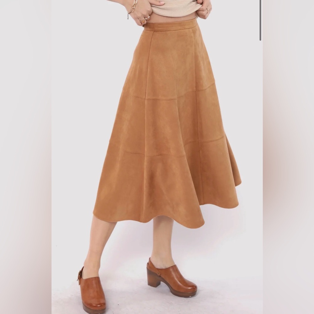 Faux Suede Midi skirt